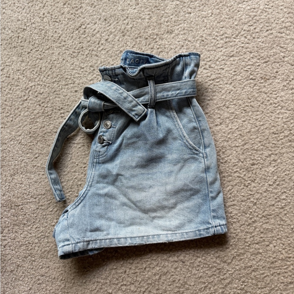 American Eagle Outfitters High Waist Denim Shorts - Light Blue